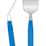 PM-136BH Vertebrae/Bone ChiselAngled, with blue acetic “Suregrip” handles Blade 76mm