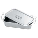 GI-5910 Instruments Tray With Lid & HandleManufactured from 18/10 stainless steelLid pressed without welding, Two side handlesSize 210x110x50 mm