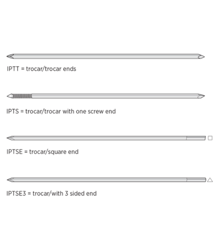 DP-1-3SE Steinmann PinsIPTT = trocar/trocar, ends IPTS = trocar/trocar with one screw end